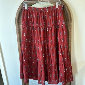 LOFT Floral Midi Skirt